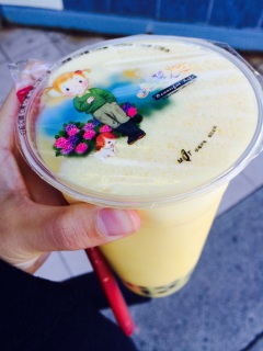 Mango slush bubble tea